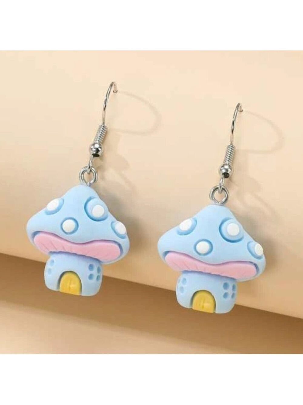 Mushroom trippy trendy hanging dangle drop earrings